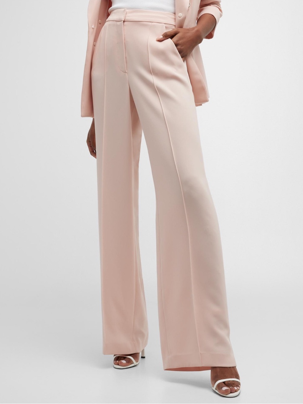 Veronica Beard edia elongating wide leg pants slacks light ballet pastel pink 2